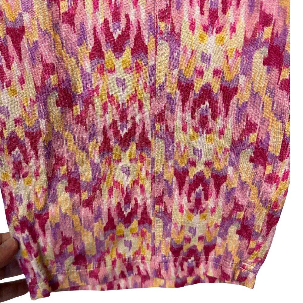 Hoss Intropia Pink Purple Abstract Ikat Print Cropped Pants Womens 12 XL - Picture 7 of 7